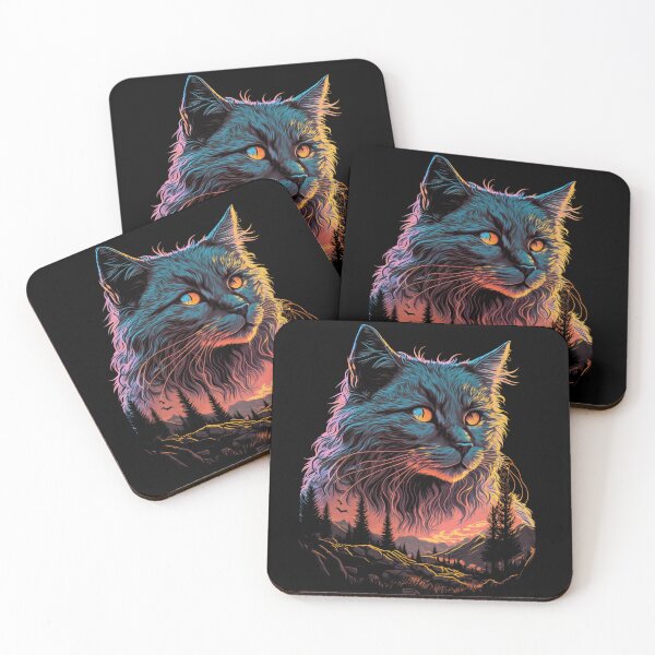 Item preview, Captivating Print Art: Colorful Cat with Nature. designed and sold by GiveMeMood.