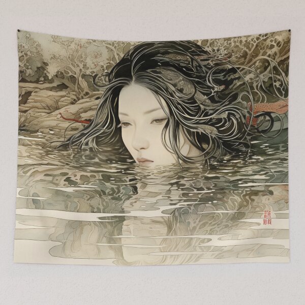Item preview, Goddess of the Autumn Springs, Embracing Serene Melancholy, AI Generated designed and sold by drawerwalker.
