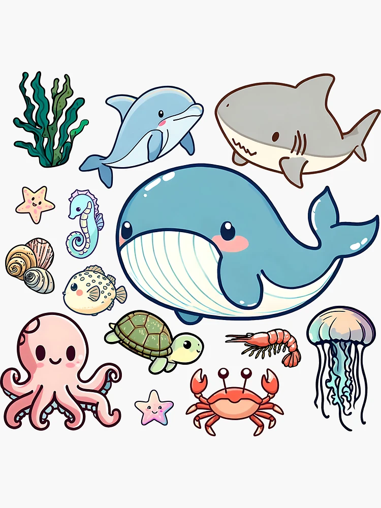 Colorful Marine Life 3D Puffy Stickers, Cartoon Sea Creatures Sticker –  MyKawaiiCrate