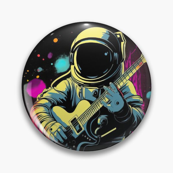 Aperçu de l'œuvre Norman, l'astronaute de l'espace guitare funky - Apollo 11 - mission lunaire créée et vendue par Pixelboys.