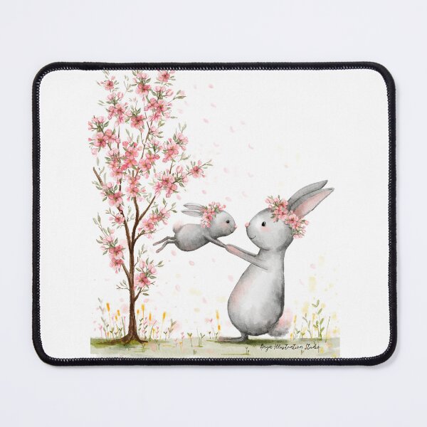Item preview, Spring cute watercolor rabbits bunnies designed and sold by Anya Illustration Studio.