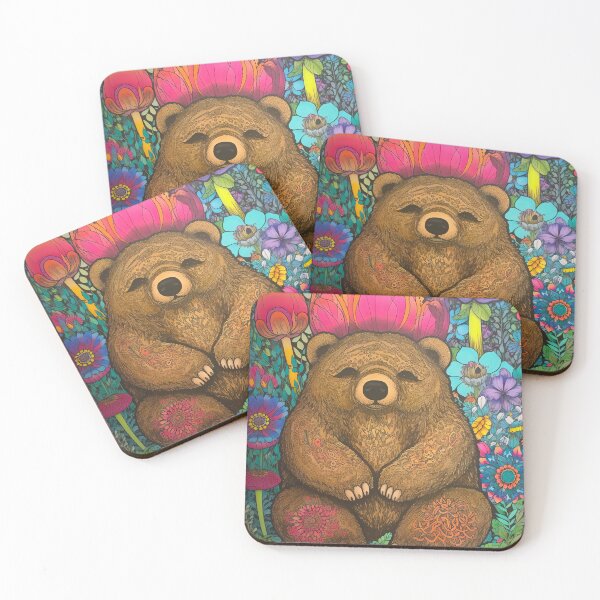 Item preview, Enchanted Forest Cute Bear with Flowers - Intricate Zentangle Pattern designed and sold by Bebichic.