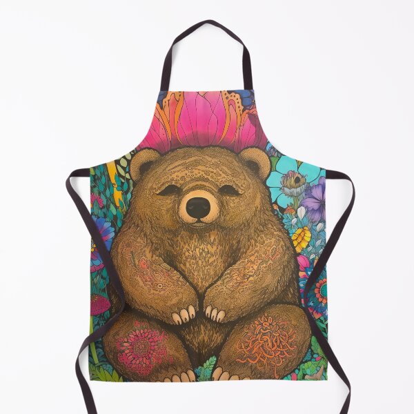 Item preview, Enchanted Forest Cute Bear with Flowers - Intricate Zentangle Pattern designed and sold by Bebichic.