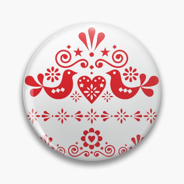 Item preview, Kalocsai folk art flowers red heart with birds pattern designed and sold by Kormix.
