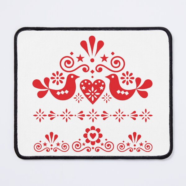 Item preview, Kalocsai folk art flowers red heart with birds pattern designed and sold by Kormix.