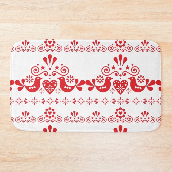 Item preview, Kalocsai folk art flowers red heart with birds pattern designed and sold by Kormix.