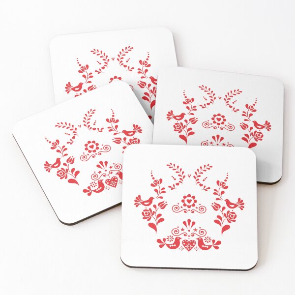 Item preview, Kalocsai folk art flowers heart birds pattern designed and sold by Kormix.