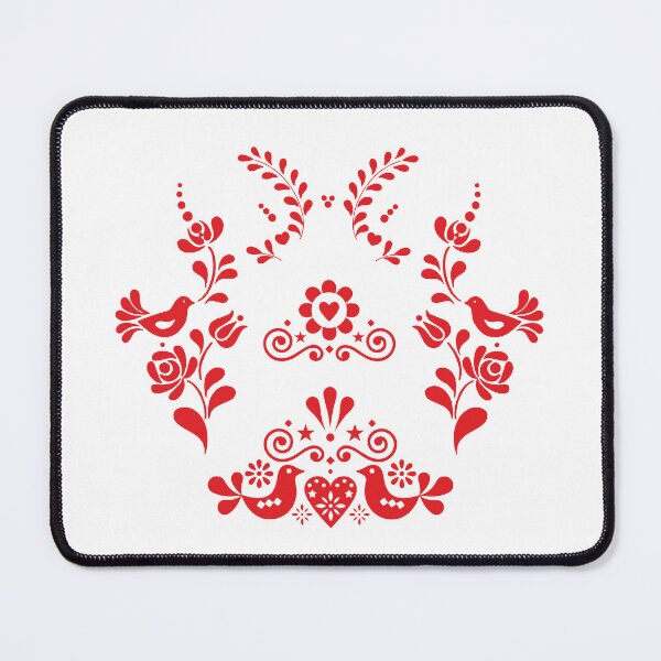 Item preview, Kalocsai folk art flowers heart birds pattern designed and sold by Kormix.