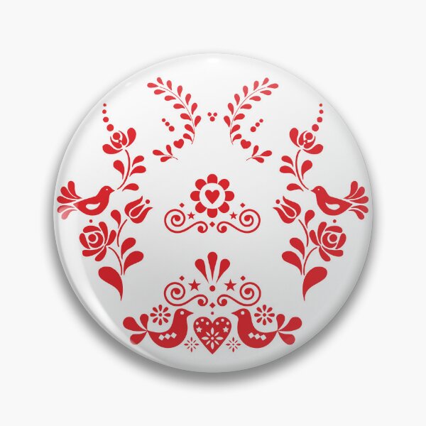 Item preview, Kalocsai folk art flowers heart birds pattern designed and sold by Kormix.