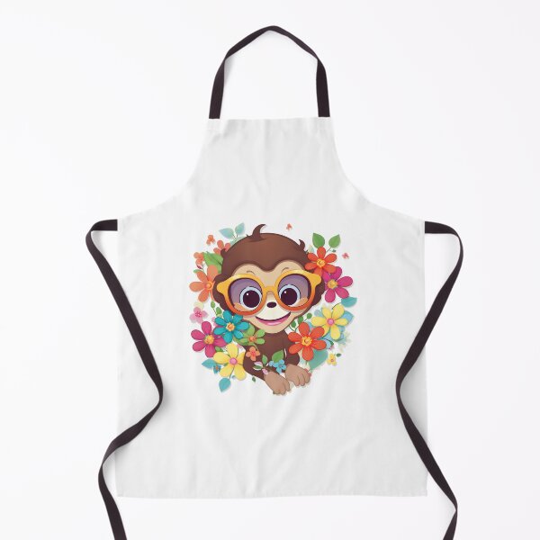 Item preview, Happy Little Monkey Wearing Glasses with Flowers designed and sold by Wonder Of Light.