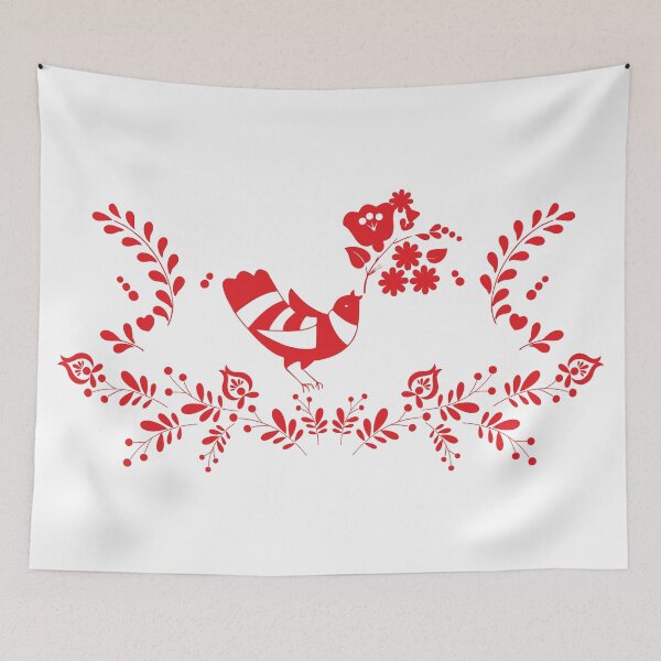Item preview, Kalocsai folk art flowers and bird pattern designed and sold by Kormix.