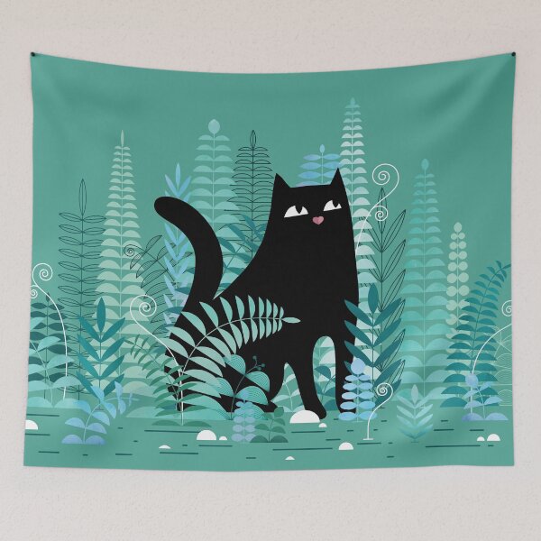 Item preview, The Ferns (Black Cat on Green) designed and sold by littleclyde.