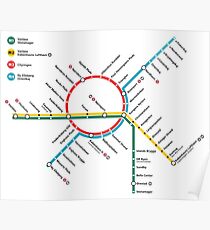 Kopenhagen-Metro-Karte - Dänemark Poster