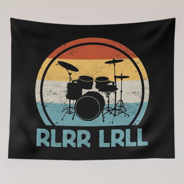 Item preview, Vibrant Drum Kit Silhouette with RLRR LRLL Text designed and sold by hadleyfoo.