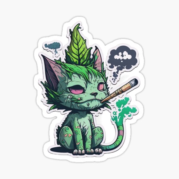 Smoking Weed Cat Stickers for Sale