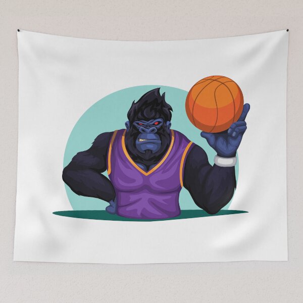 Item preview, Gorilla on basket player costume pose holding ball mascot character designed and sold by aryoyo.