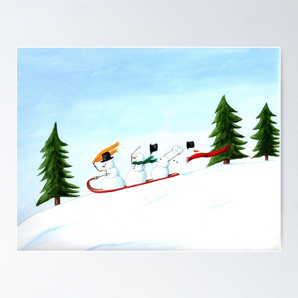 Item preview, Snowmen on a Sled designed and sold by MichelleMeyer.