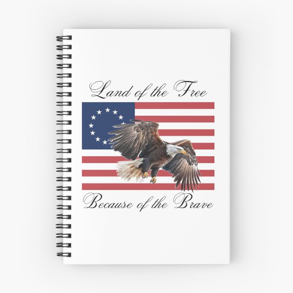 Item preview, Land of the Free Because of the Brave w/ Eagle and Colonial American Flag designed and sold by AmericaFreedom.