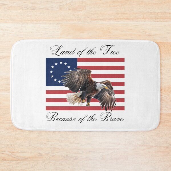 Item preview, Land of the Free Because of the Brave w/ Eagle and Colonial American Flag designed and sold by AmericaFreedom.