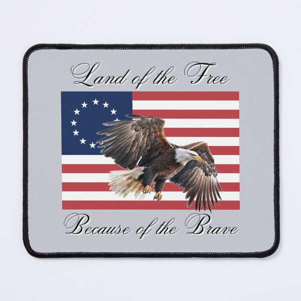 Item preview, Land of the Free Because of the Brave w/ Eagle and Colonial American Flag designed and sold by AmericaFreedom.