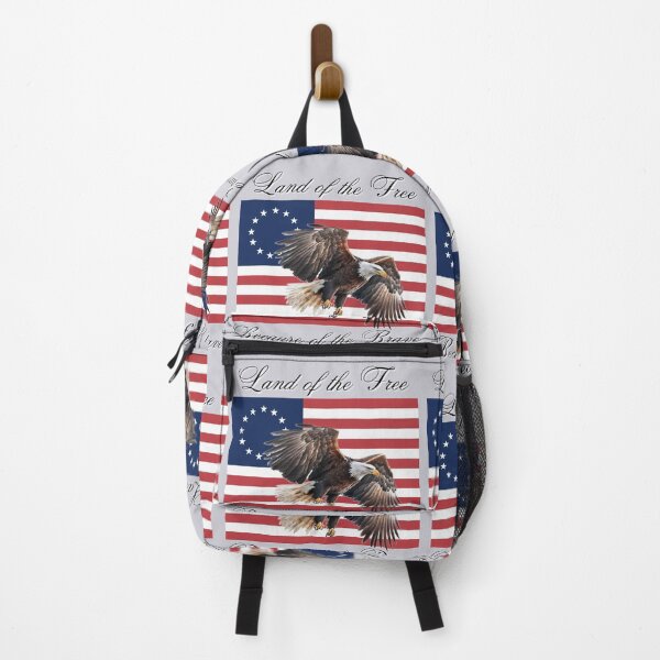 Item preview, Land of the Free Because of the Brave w/ Eagle and Colonial American Flag designed and sold by AmericaFreedom.