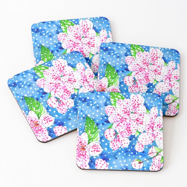 Artikelvorschau, Muster im Grandmillennial-Stil mit Kirschblüten und Tupfen entworfen und verkauft von SophieClimaArt.
