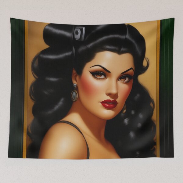 Item preview, Anthania Luccia Pulp Fiction Portrait - An Alluring Beautiful AI Concept Art by Xzendor7 designed and sold by Xzendor7 Digital Art Creations.