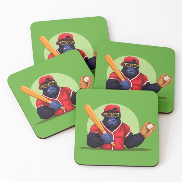 Item preview, Gorilla Monkey Baseball Player costume holding bat and ball mascot character designed and sold by aryoyo.