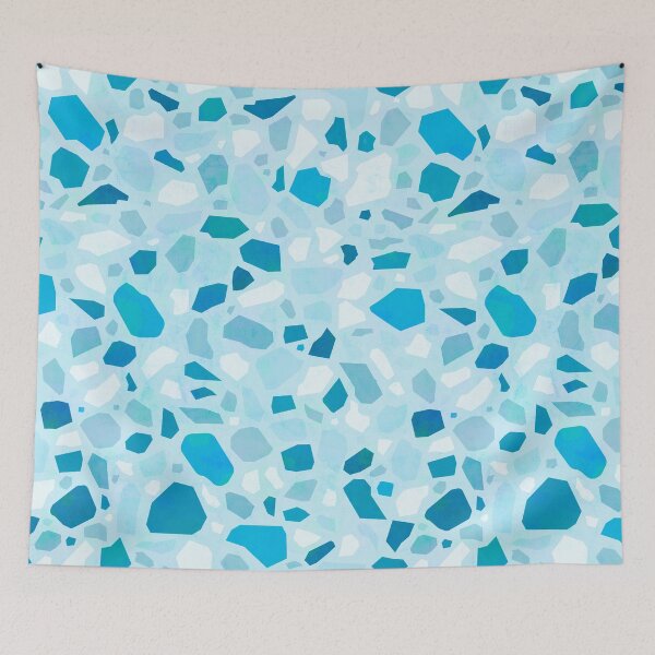 Item preview, Summer Blues Terrazzo Pool with light blue, teal, aqua shapes and texture designed and sold by Dominiquevari.