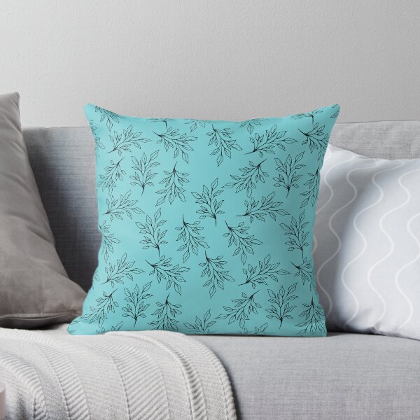 Blue Leaves Pattern Throw Pillow