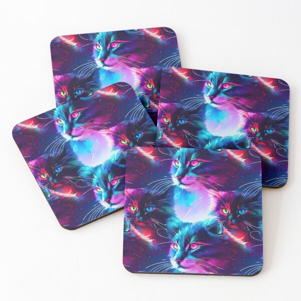 Item preview, Glowing Streaks Tiled Smear Abstract Cats designed and sold by Infinitelypink.