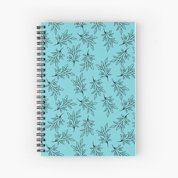 Blue Leaves Pattern Spiral Notebook