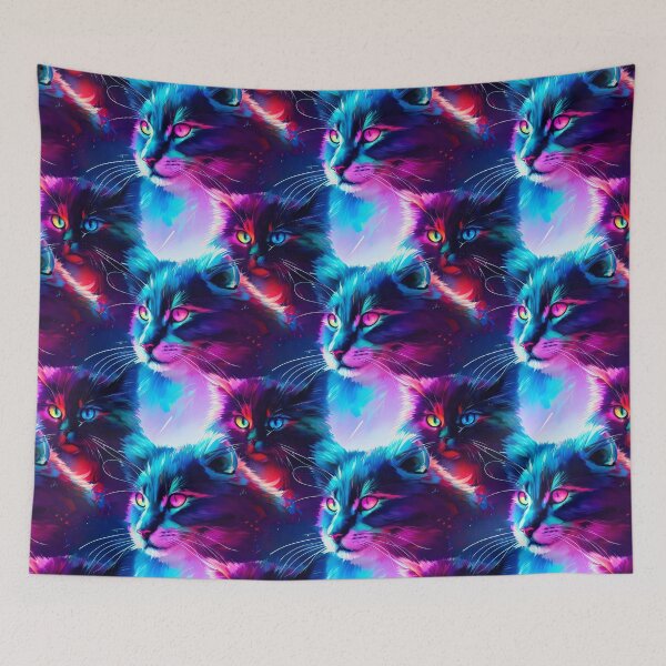 Item preview, Glowing Streaks Tiled Smear Abstract Cats designed and sold by Infinitelypink.