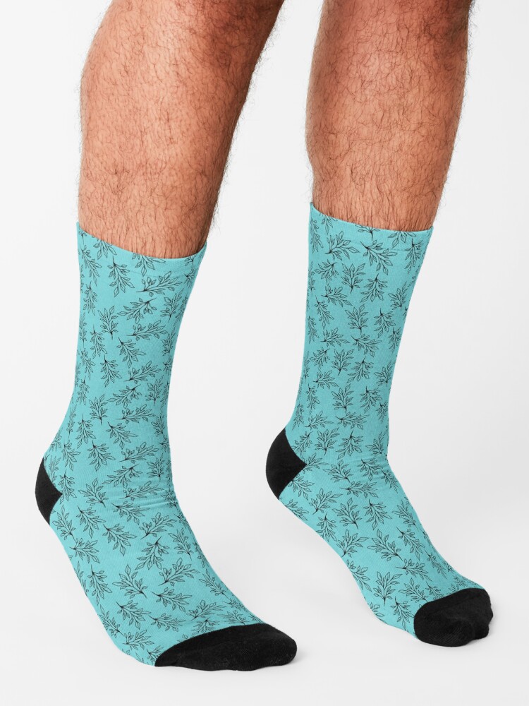 Socks, Blue Leaves Pattern designed and sold by heartsake