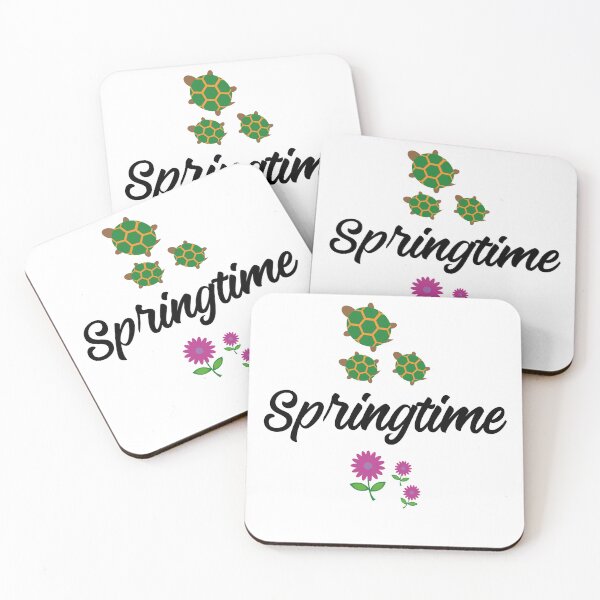 Item preview, Spring and colorful print of pink flowers and turtles designed and sold by Martapp.