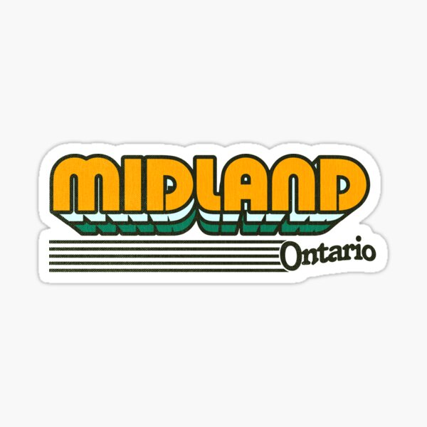 "Midland, Ontario Retro Stripes" Sticker for Sale by retroready