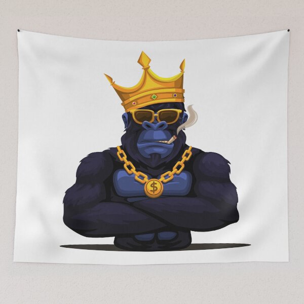 Item preview, Gorilla king kong monkey wear crown and smoking mascot designed and sold by aryoyo.