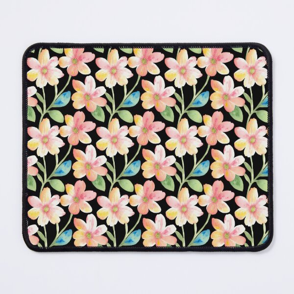 Item preview, Light Colored Watercolor Flower Pattern on Black Background designed and sold by Aaron2610.