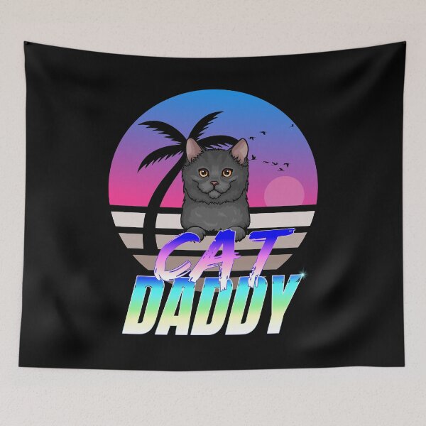 Item preview, Cat Daddy Black Cat Vintage Eighties Style Cat Retro designed and sold by McThingummy.