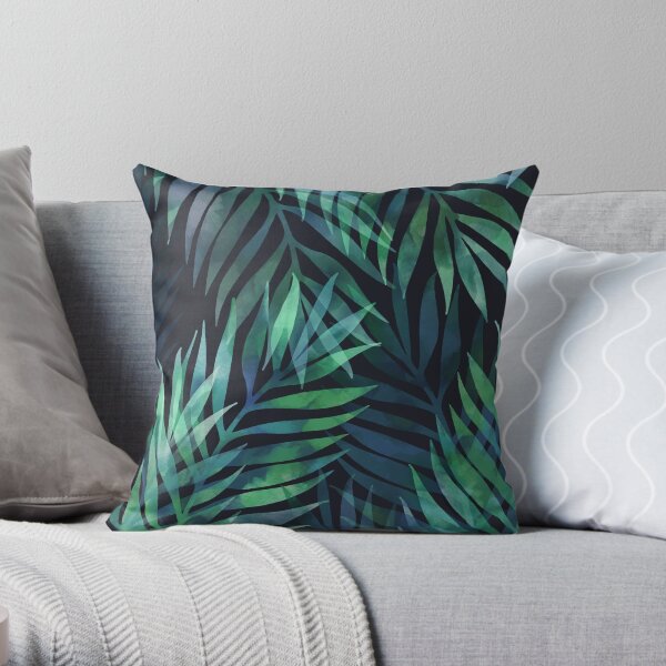 Palm leaf print store cushion