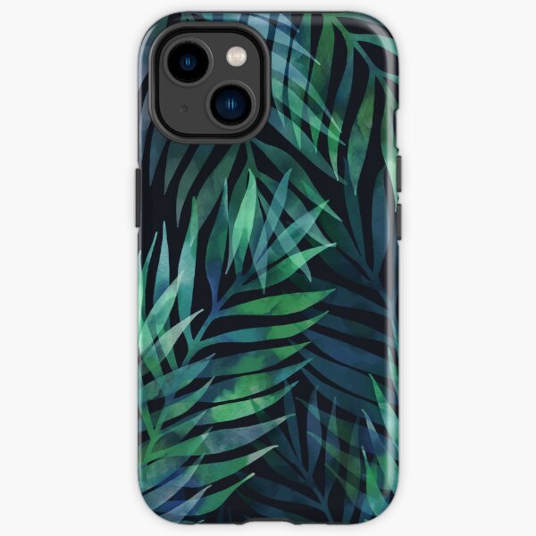 Dark green palms leaves pattern iPhone Tough Case