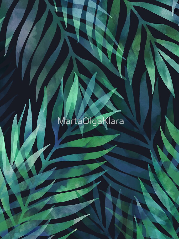 Thumbnail 3 of 3, Drawstring Bag, Dark green palms leaves pattern designed and sold by MartaOlgaKlara.