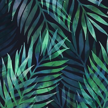 Artwork thumbnail, Dark green palms leaves pattern by MartaOlgaKlara