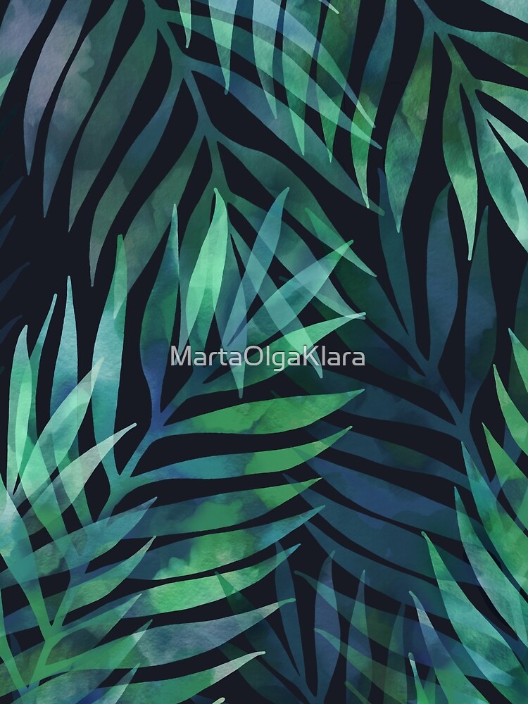 Thumbnail 3 of 3, Scarf, Dark green palms leaves pattern designed and sold by MartaOlgaKlara.