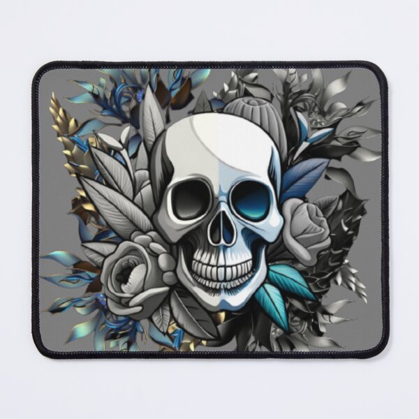 Item preview, Blue skull with flowers designed and sold by MArtex.