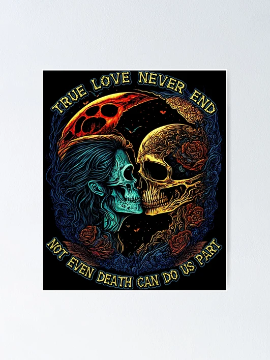 True Love Never Dies - Skulls Kissing Design