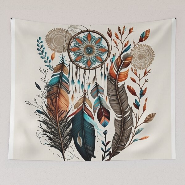 Item preview, Feathers and mandala decoration, Indian ethnic style, boho decoration designed and sold by VeronicArt85.