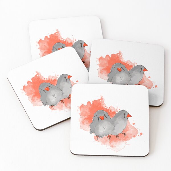 Item preview, two zebra finch females watercolor illustration designed and sold by makiangelo2.