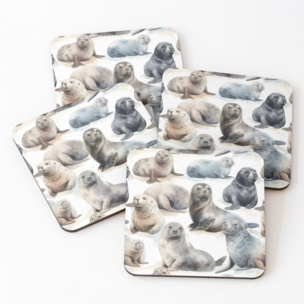 Item preview, Seals Fantastic Sea Animals Retro Watercolor Pattern designed and sold by SecretDicer.