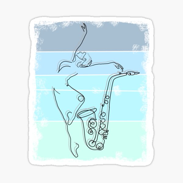 Item preview, Saxophone and Dance Essential Illustration Woman Blue Colorful Retro designed and sold by hemp3x.